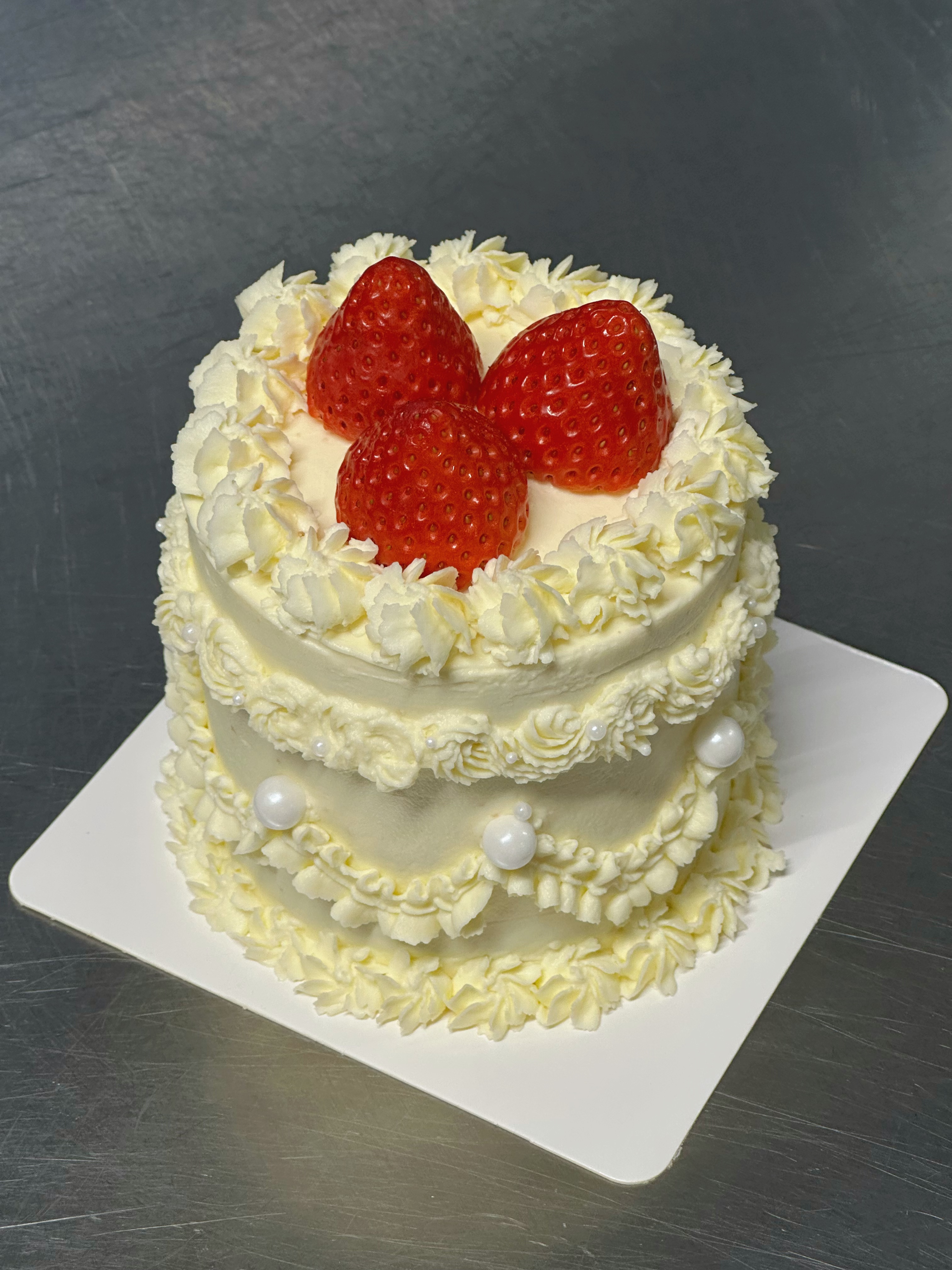 Strawberry cream custom cake